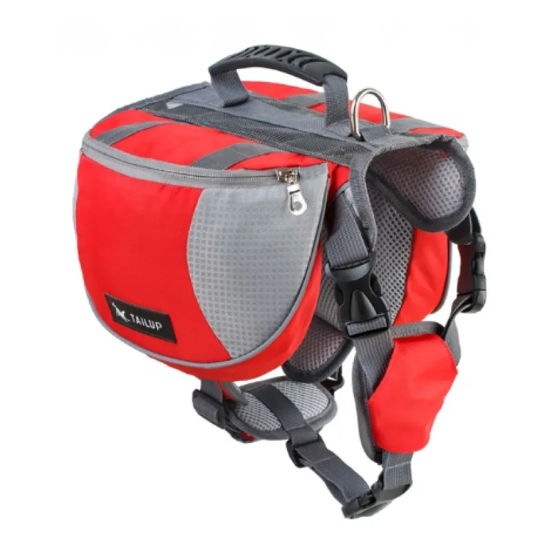 Sac À Dos Pour Chiens Pour Activités De Plein Air - Réglable Et Étanche En Rouge Et Gris