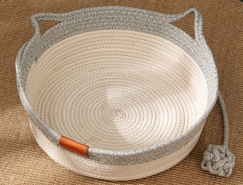 Lit Pour Chat En Corde De Coton Tissé À La Main