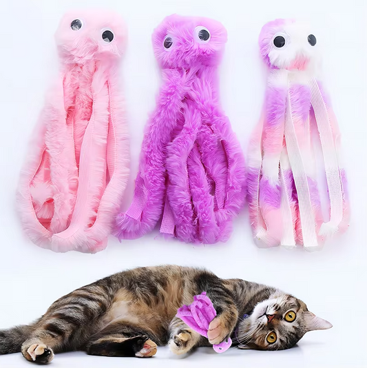 Poulpe - Jouet pour Chats - Peluche Douce avec Longues Tentacules D' Herbe à Chat