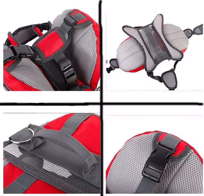 Sac À Dos Pour Chiens Pour Activités De Plein Air - Réglable Et Étanche En Rouge Et Gris