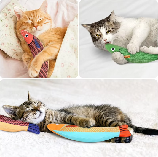 Jouet Interactif pour Chats Poisson avec Herbe à Chat et Effet Sonore