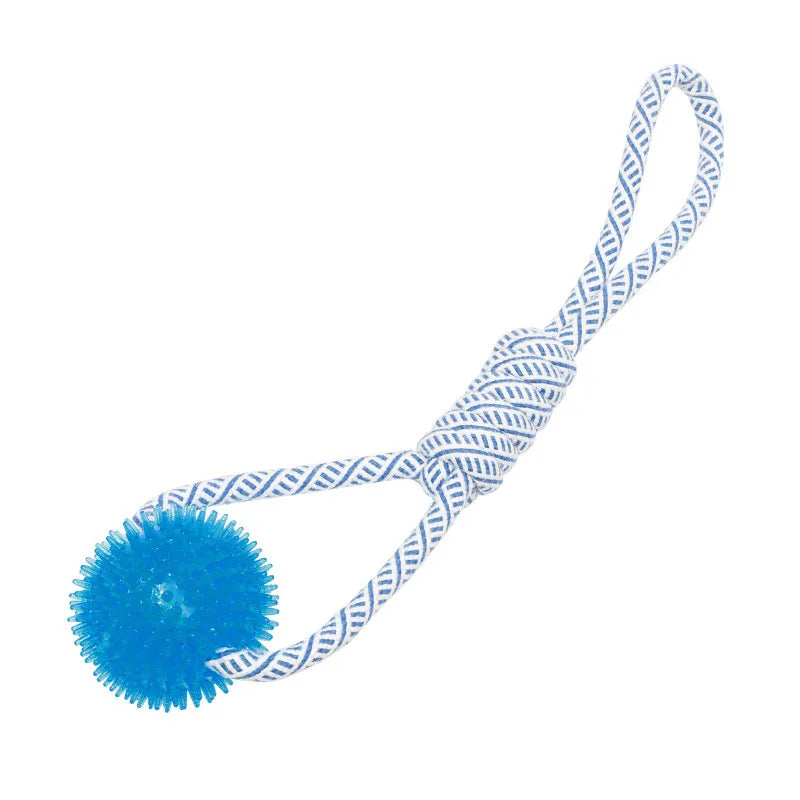 Jouet pour Chien avec Boule en Caoutchouc et Corde - Jouet à Mâcher à Tirer et à Jouer
