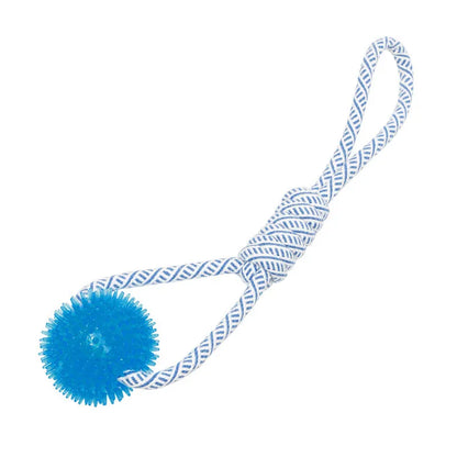 Jouet pour Chien avec Boule en Caoutchouc et Corde - Jouet à Mâcher à Tirer et à Jouer