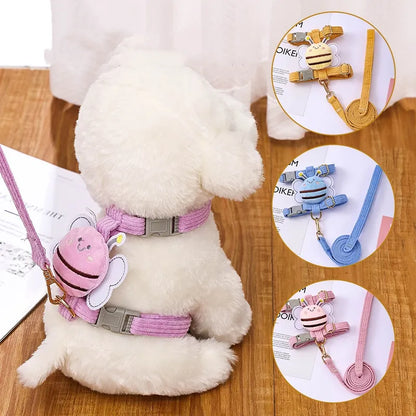 Adorable Harnais Pour Chien Avec Motif D' Abeilles - Laisse Ajustable