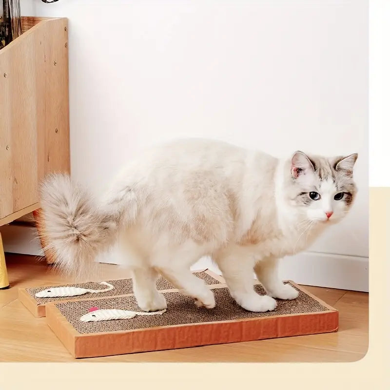 Plat à Gratter pour Chats - Tapis à Gratter Robuste avec Motif Ludique