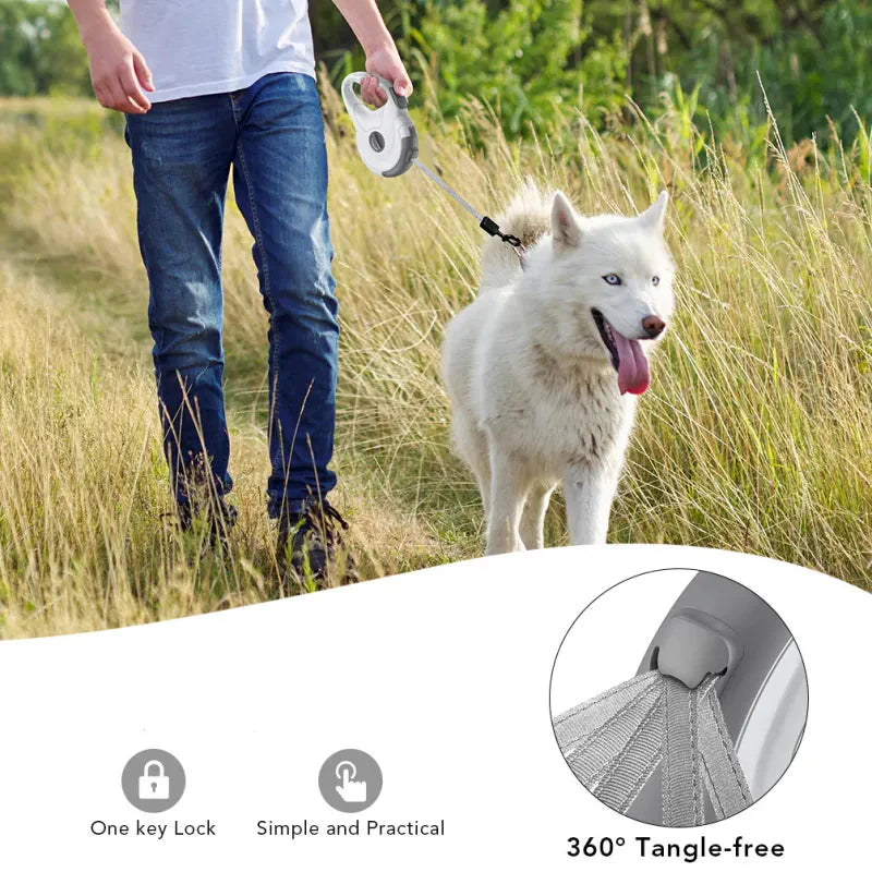 Retour Automatique De La Laisse Du Chien Avec Mécanisme De Rotation - 5 M De Laisse Flexible Pour Chiens
