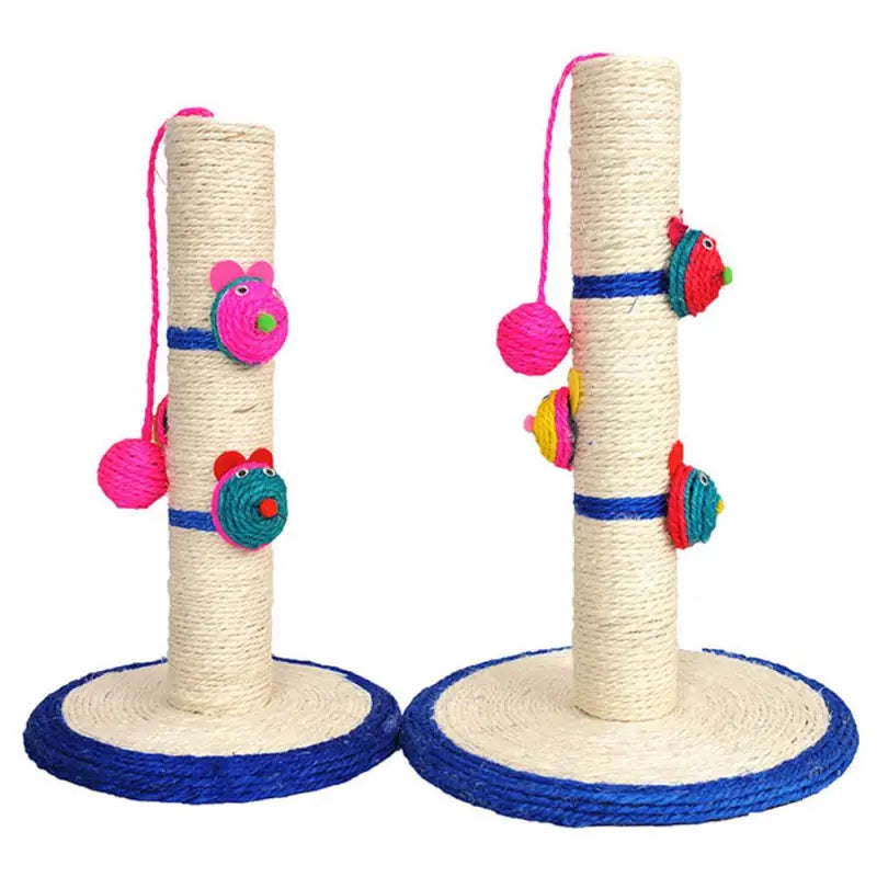 Pilier à Griffer pour Chats avec Jouets Multicolores - Arbre à Chat en Sisal avec Balles et Animaux