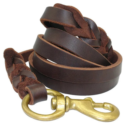 Laisse En Cuir Pour Chien Avec Mousqueton Doré - Accessoire Pour Chien Robuste Et Élégant