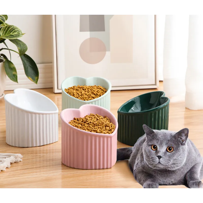 Céramique Gamelle en Forme de Cœur pour Chiens et Chats avec Fond Antidérapant