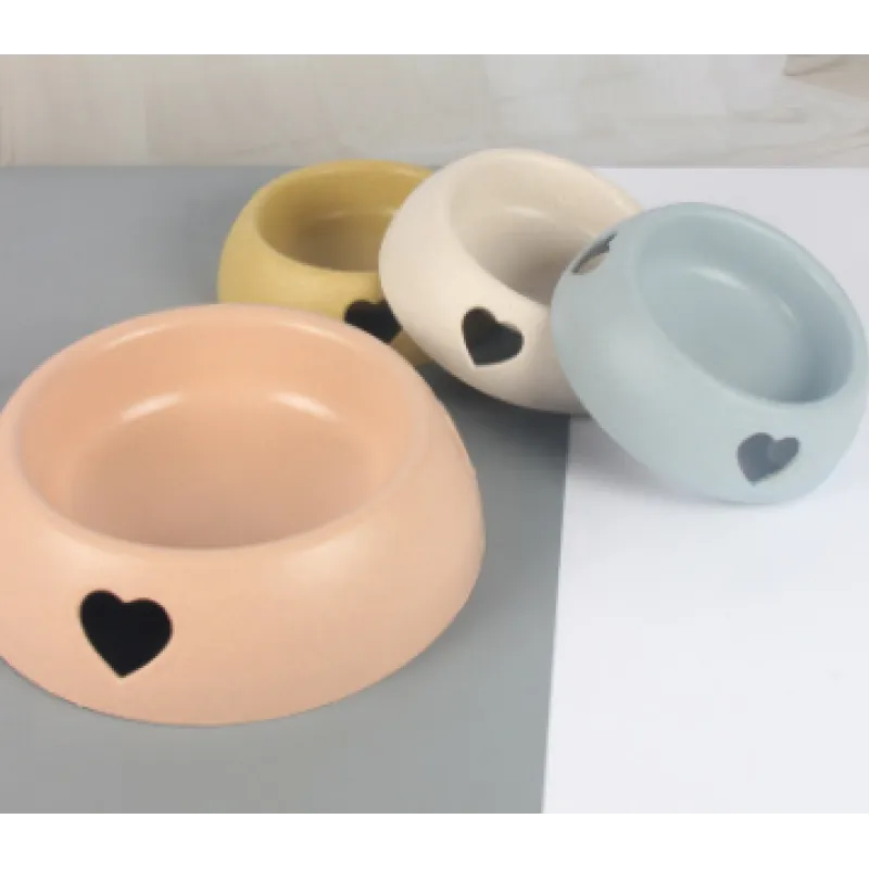 Écuelle pour Chien en Matériau Naturel - Écuelle pour Eau et Nourriture avec Design de Cœur