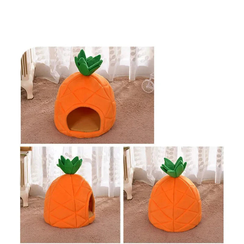 Notre Niche pour Chats au Design Ananas - Niche Douillette pour les Chats et les Petits Chiens