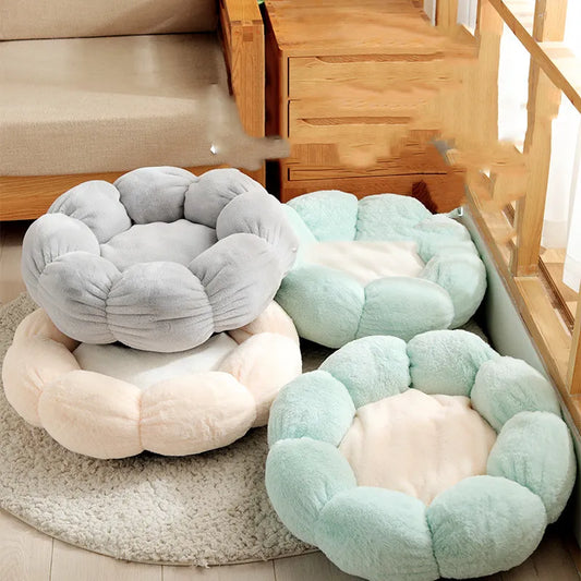 Lit pour Chat Douillet en Forme de Panier Fleuri - Doux et Confortable pour des Nuits de Détente