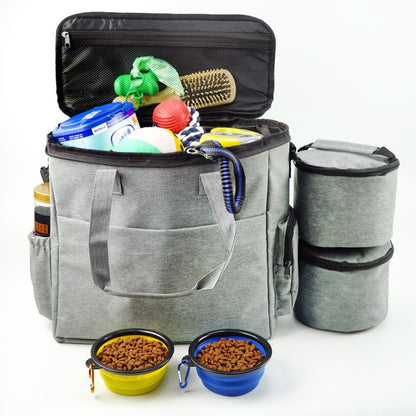 Sac De Voyage Multifonctionnel Pour Chiens - Rangement Pratique Pour La Nourriture , Les Jouets Et Les Accessoires