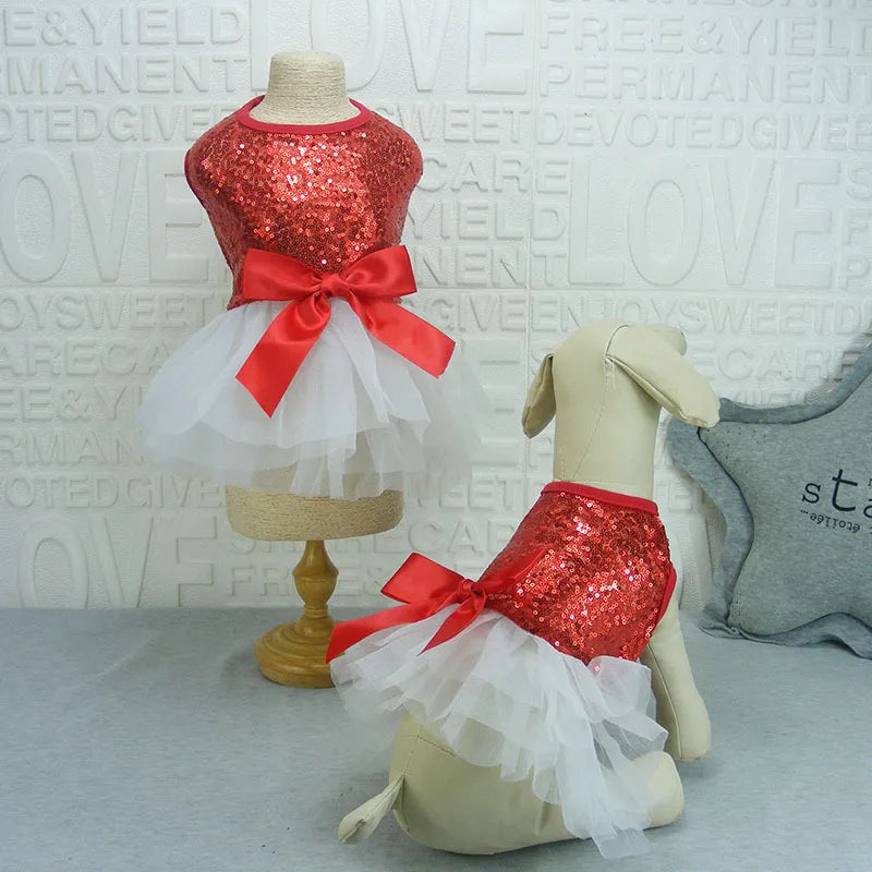 Elégante Robe Pour Chien Avec Paillettes Et Jupe En Tulle En 2 Coloris