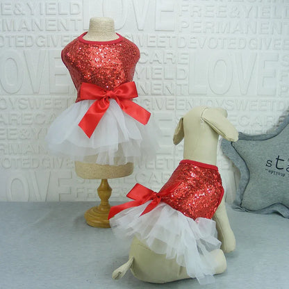 Elégante Robe Pour Chien Avec Paillettes Et Jupe En Tulle En 2 Coloris
