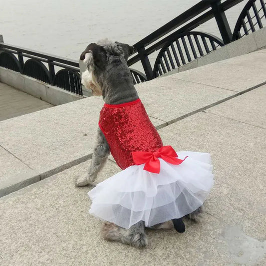 Elégante Robe Pour Chien Avec Paillettes Et Jupe En Tulle En 2 Coloris