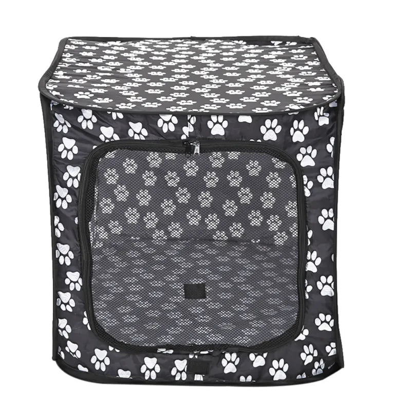 Caisse pour Chien Pliable en Tissu avec Motif de Pattes - Portable et Aérée