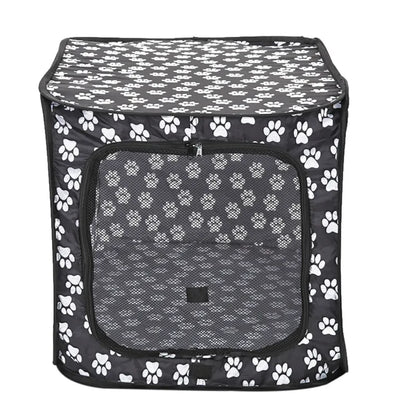 Caisse pour Chien Pliable en Tissu avec Motif de Pattes - Portable et Aérée