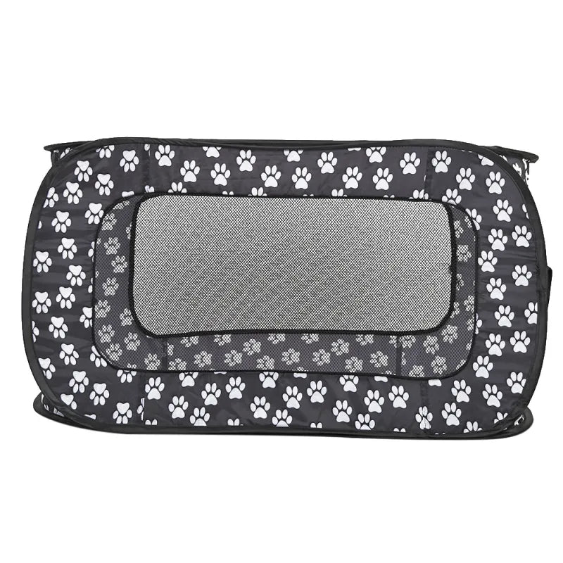 Caisse pour Chien Pliable en Tissu avec Motif de Pattes - Portable et Aérée