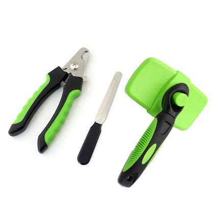 Kit De Toilettage Pour Animaux De Compagnie Avec Coupe-griffes Lime Et Brosse Autonettoyante