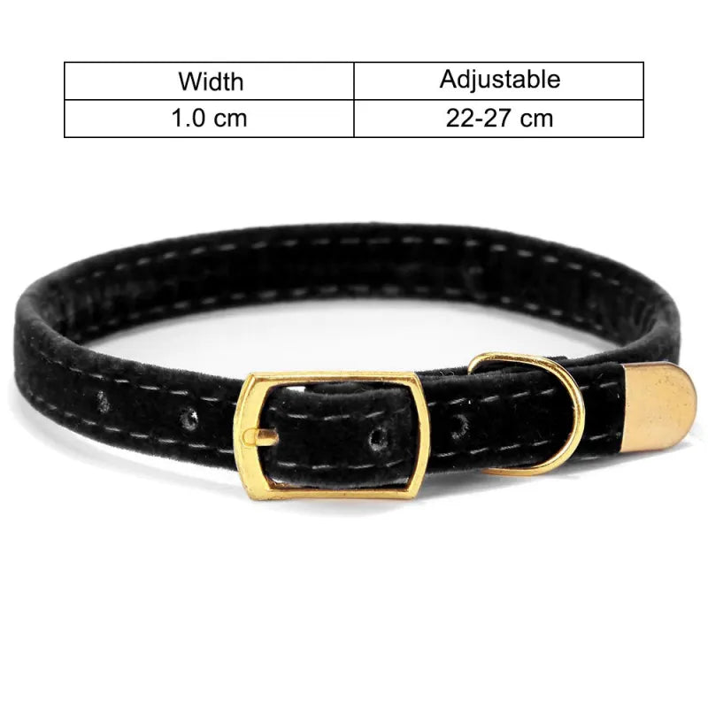 Collier Pour Chat En Velours Avec Boucle Dorée - Réglable Et Élégant