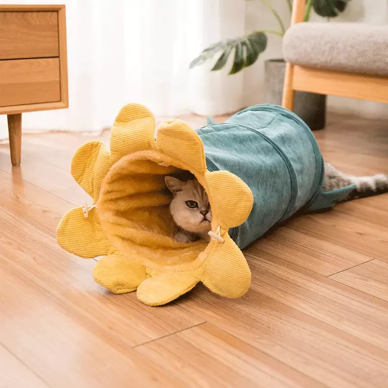 Tunnel pour Chats en Forme de Fleur - Tunnel de Jeu Souple pour Chats