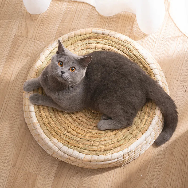 Nid de Chat Fait à la Main - Lit Rond et Doux pour Animaux Domestiques en Matériaux Naturels