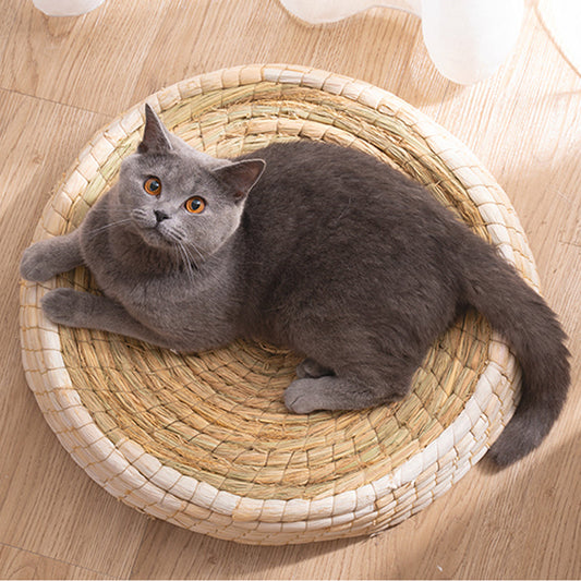 Nid de Chat Fait à la Main - Lit Rond et Doux pour Animaux Domestiques en Matériaux Naturels