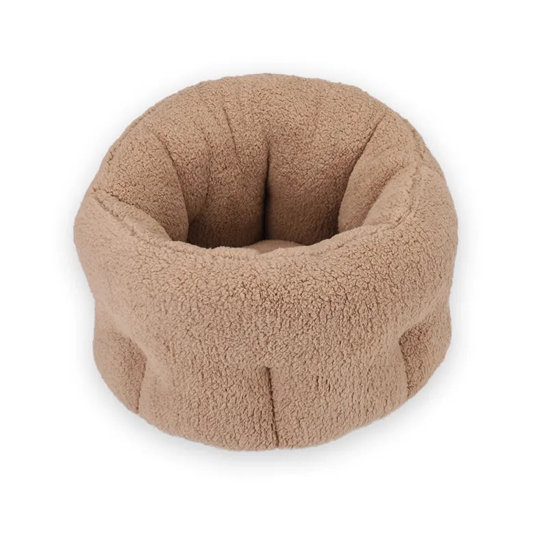 Lit pour Chat Douillet en Forme de Beignet - Caverne Moelleuse pour Chats et Petits Chiens