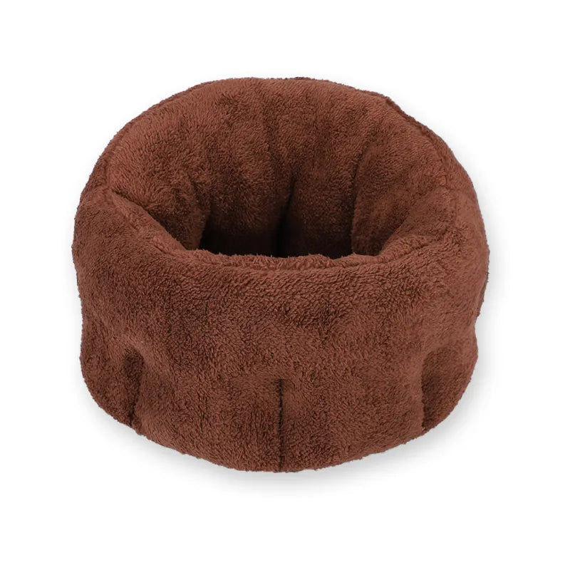 Lit pour Chat Douillet en Forme de Beignet - Caverne Moelleuse pour Chats et Petits Chiens