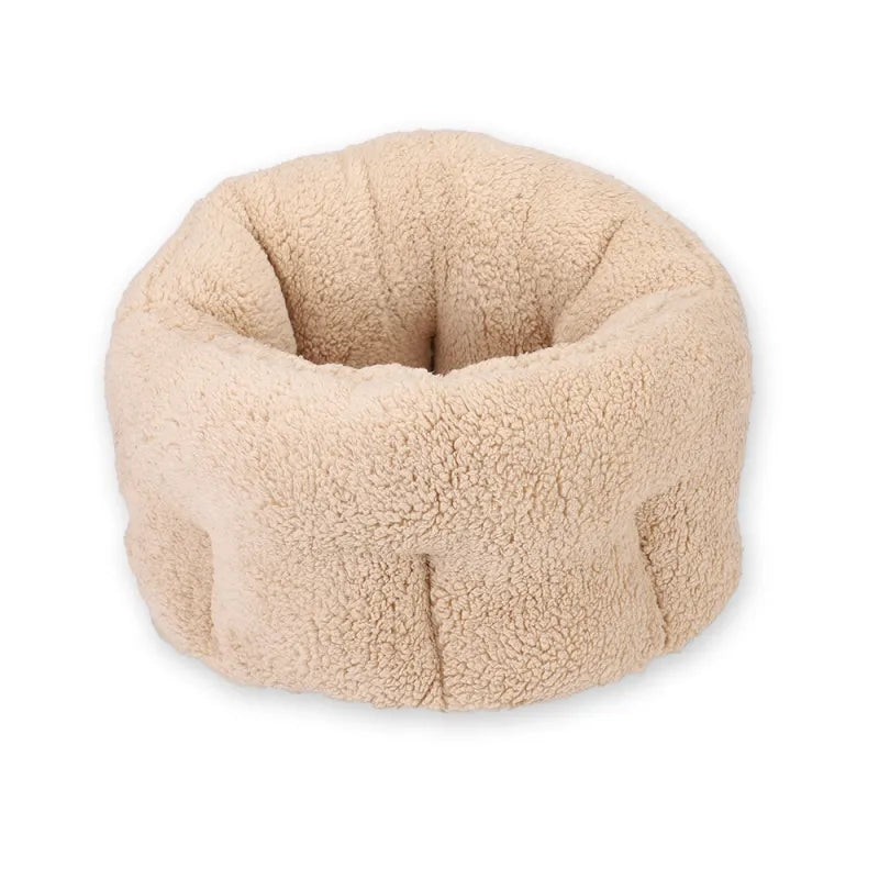 Lit pour Chat Douillet en Forme de Beignet - Caverne Moelleuse pour Chats et Petits Chiens