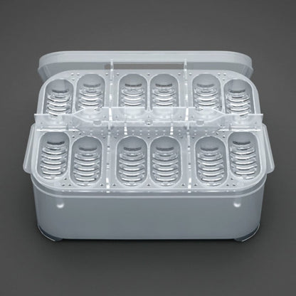 Boîte de Rangement Pratique pour les Œufs et les Petits Objets - avec Thermomètre et Compartiments de Séparation