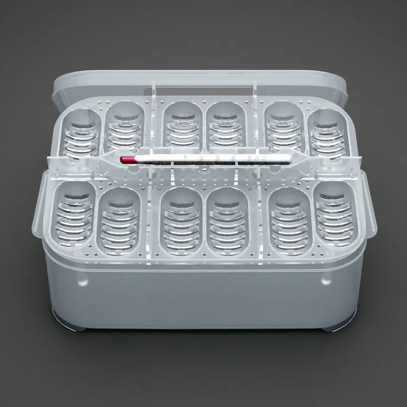 Boîte de Rangement Pratique pour les Œufs et les Petits Objets - avec Thermomètre et Compartiments de Séparation