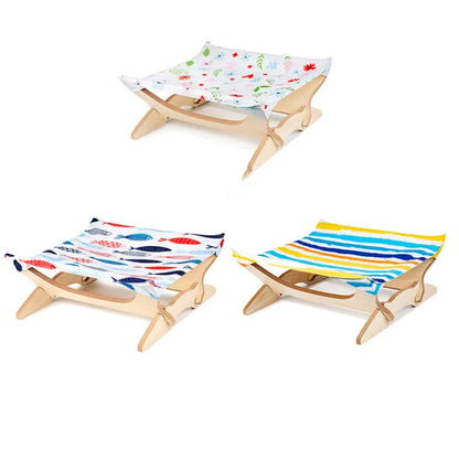 Liege pour Chat Coloré en Bois Recouvert de Tissu - Lieu de Repos Confortable pour les Chats