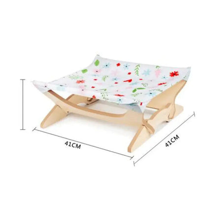 Liege pour Chat Coloré en Bois Recouvert de Tissu - Lieu de Repos Confortable pour les Chats