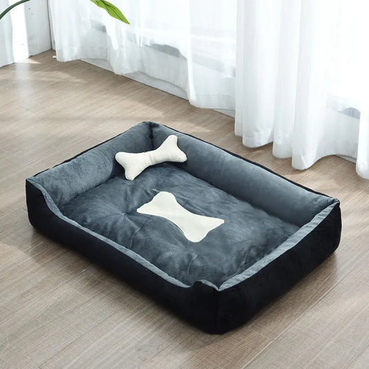 Lit Souple Pour Petits Animaux Domestiques Avec Bords Surélevés Et Coussin En Os