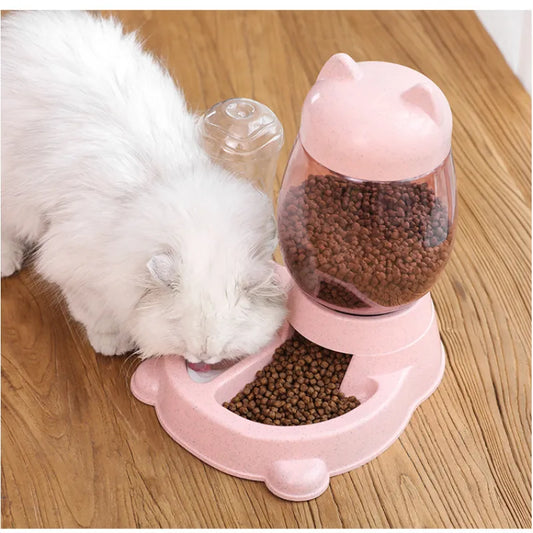 Distributeur Automatique de Nourriture pour Chats - Mangeoire pour Chatons au Design Adorable