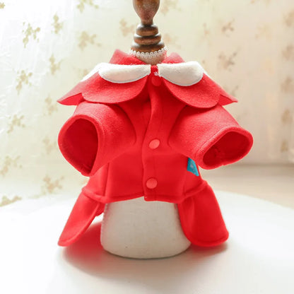 Manteau Pour Chien En Rouge Avec Col Élégant - Doux Et Confortable Pour Les Petits Chiens