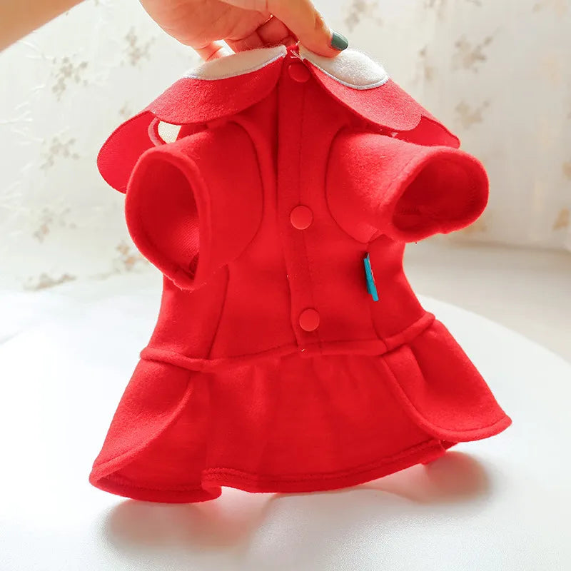 Manteau Pour Chien En Rouge Avec Col Élégant - Doux Et Confortable Pour Les Petits Chiens