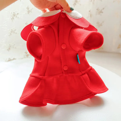 Manteau Pour Chien En Rouge Avec Col Élégant - Doux Et Confortable Pour Les Petits Chiens