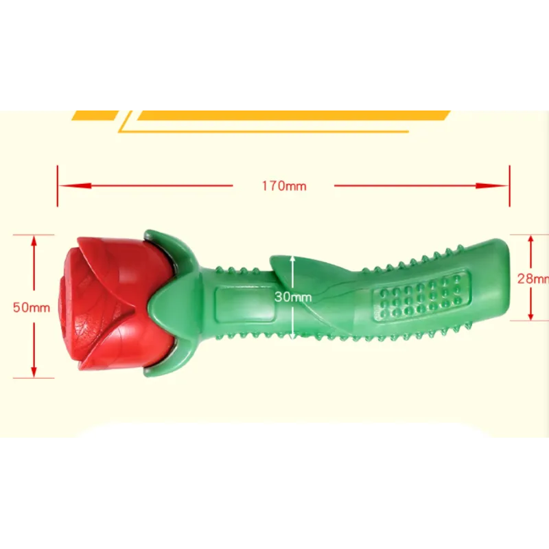 Jouet pour Chien en Forme de Rose - Baguette à Mâcher pour L' Hygiène Dentaire & L' Amusement en Caoutchouc Robuste