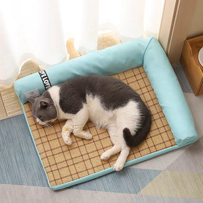 Lit pour Chien D' Angle à Bords Souples - Lit Confortable pour Petits Chiens et Chats