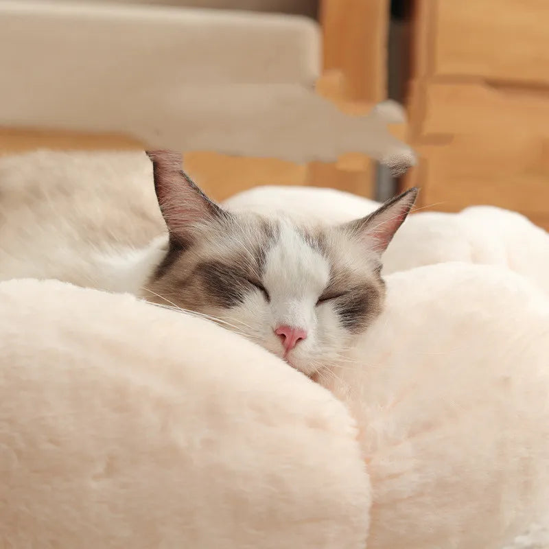 Lit pour Chat Douillet en Forme de Panier Fleuri - Doux et Confortable pour des Nuits de Détente