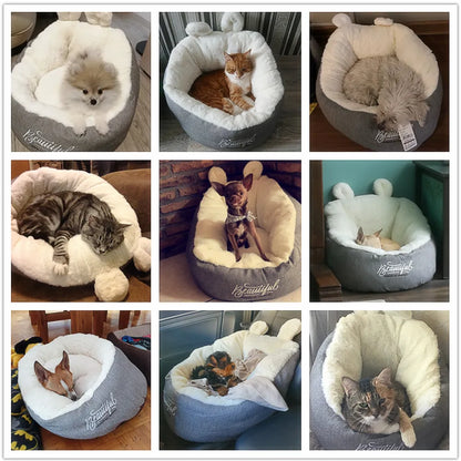 Lit pour Chat Douillet avec Design D' Oreilles - Doux et Confortable pour les Chats et les Petits Chiens