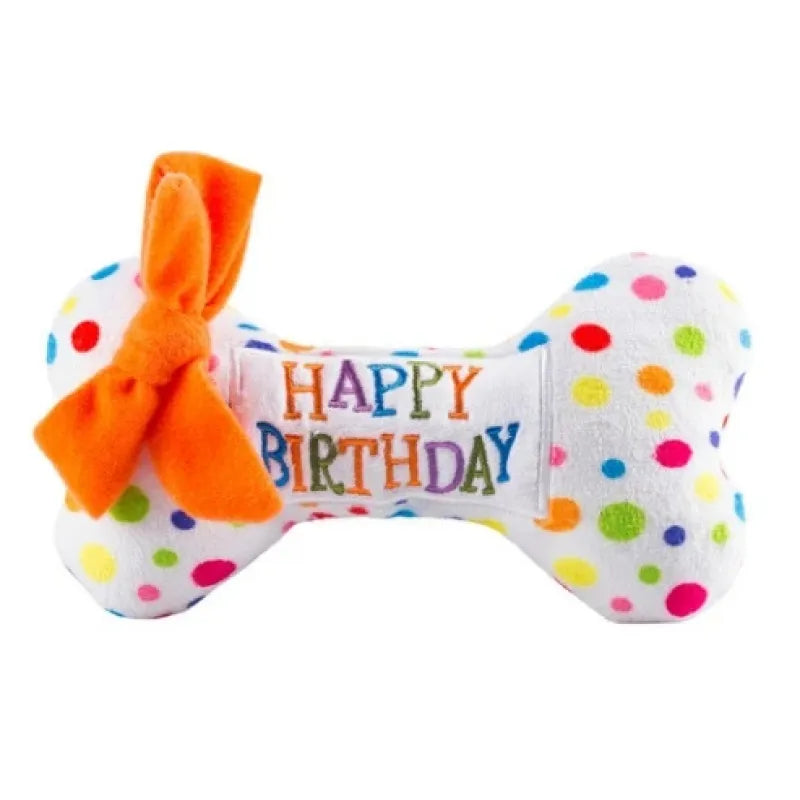 Jouets pour Chiens Anniversaire Set - Gâteau en Peluche , Cupcake & Os avec Fonction Couinement