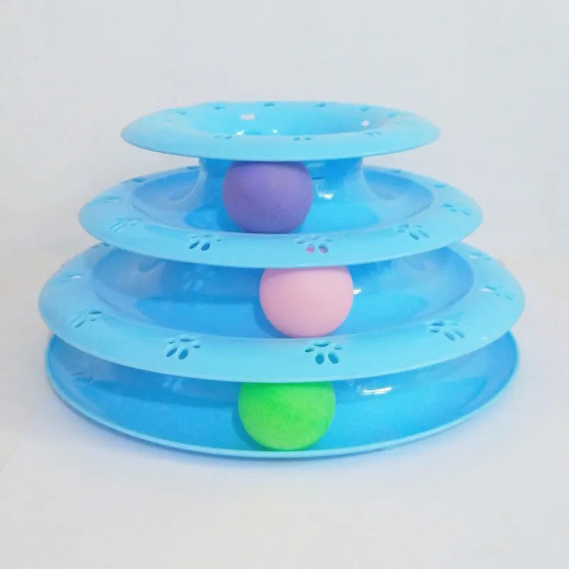 Jouets Interactifs Pour Chats - Pyramide De Jeu À 3 Niveaux Avec Balles Multicolores
