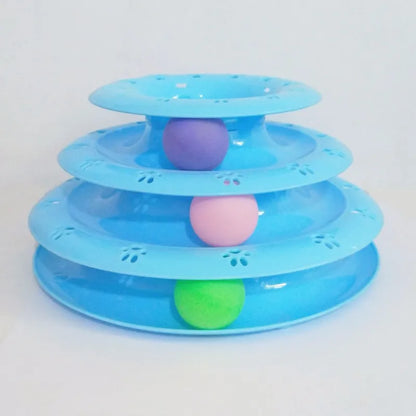 Jouets Interactifs Pour Chats - Pyramide De Jeu À 3 Niveaux Avec Balles Multicolores