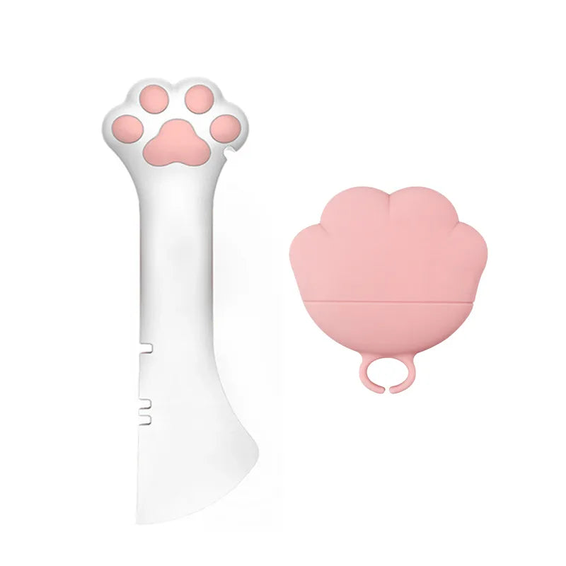 Distributeur de Nourriture en Silicone pour Animaux Domestiques - Ouvre-boîte Flexible et Cuillère en Forme de Patte