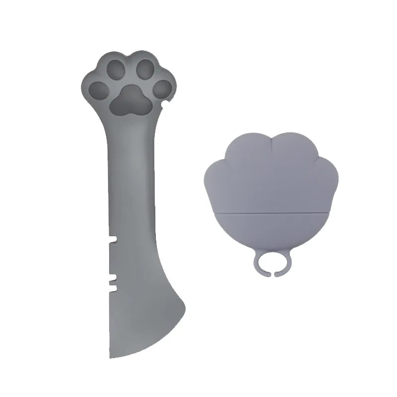 Distributeur de Nourriture en Silicone pour Animaux Domestiques - Ouvre-boîte Flexible et Cuillère en Forme de Patte