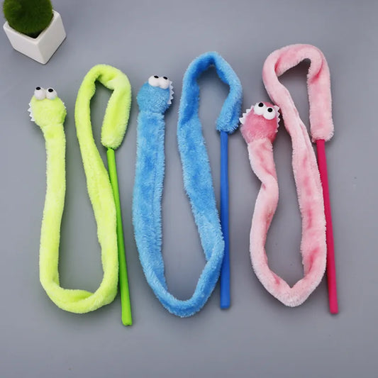 Jouets pour Chats Schlenker - Wurm - Canne à Pêche Interactive avec Ver en Peluche pour Tigres de Salon Actifs